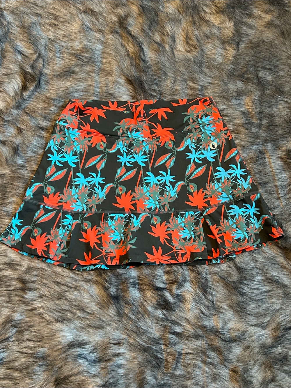 Dona Jo Floral Palms Abstract Activewear Tennis Skirt Skort Compression